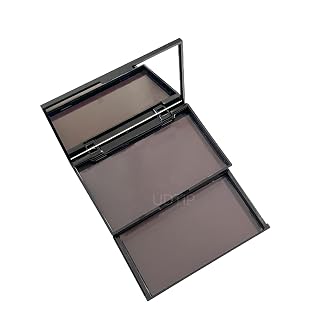 2-layer empty magnetic makeup palette with mirror, includes 20 adhesive metal sticker for storing eyeshadow or cosmetics. Compact and portable design measuring 4.88 x 2.99 inches, Black - Amazon product rated Grade A
