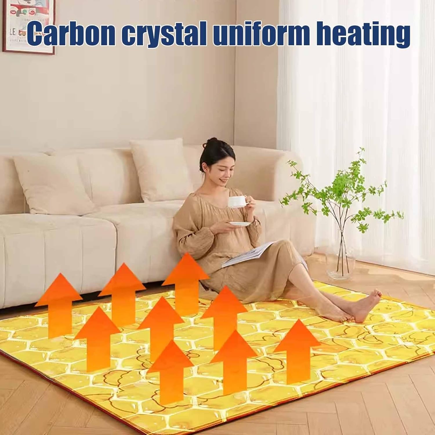 Infrared Radiant Floor Heater, Electric Heated Area Rug, Baby Play Mat for Floor, 12-Hour Timer, 100% Waterproof and Wipe-Clean, for Nursery(Color2,180x200cm/71x78.7in)