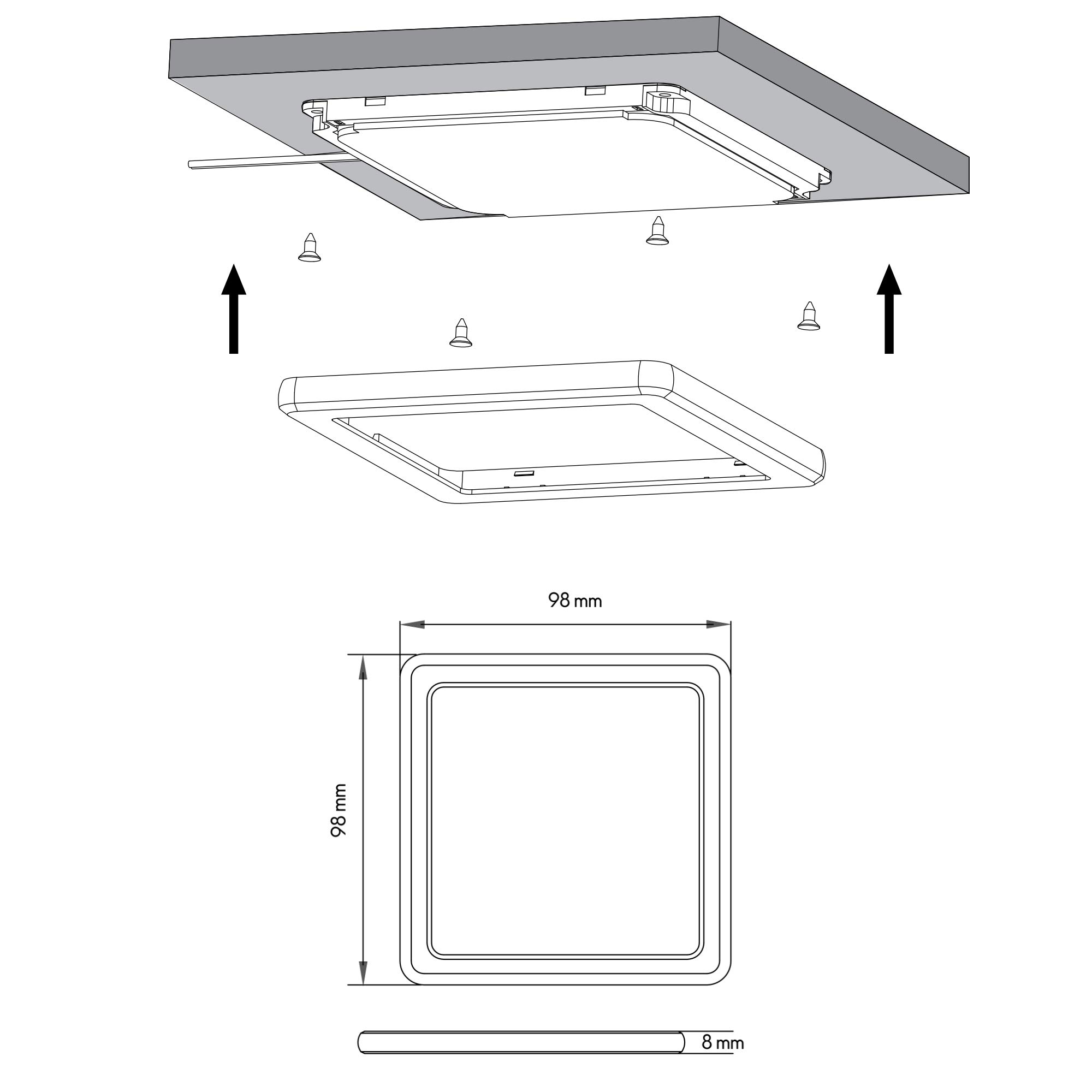 luminaria de montaje inferior led luminaria de cocina luminarias de cocina panel luminaria de montaje inferior cocina, selección: set de 4, color de la luz: blanco cálido