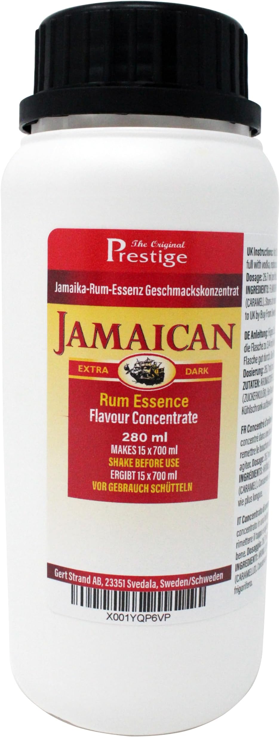 The Original Prestige - Extra Dark Jamaica Flavouring Essence Concentrate 280 ml – Add 20 ml into 750 ml – For Drinks and Beverages Mixers, HomeBrewing and More