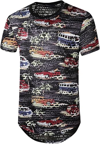 Men's Novelty T-Shirts Patchwork Short Sleeve Pullover Lightweight Slim Fit Funny Hoodies Tops Color Block Blouse