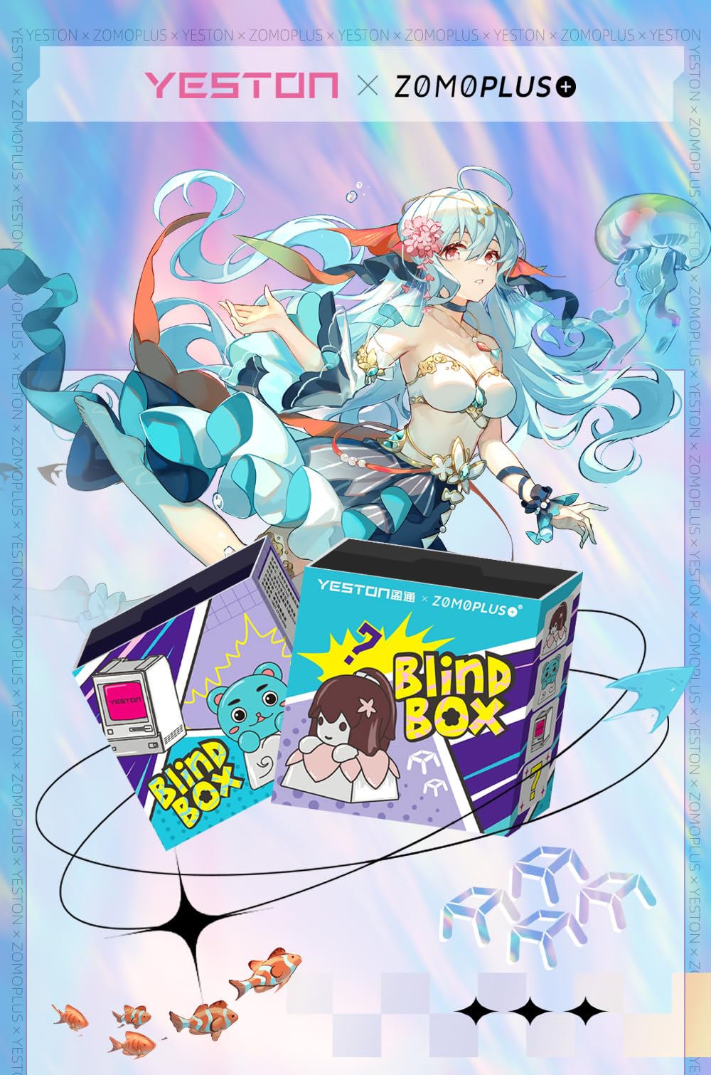 YESTON Sakura Blind Box Cute MX Cross Shaft Keycaps