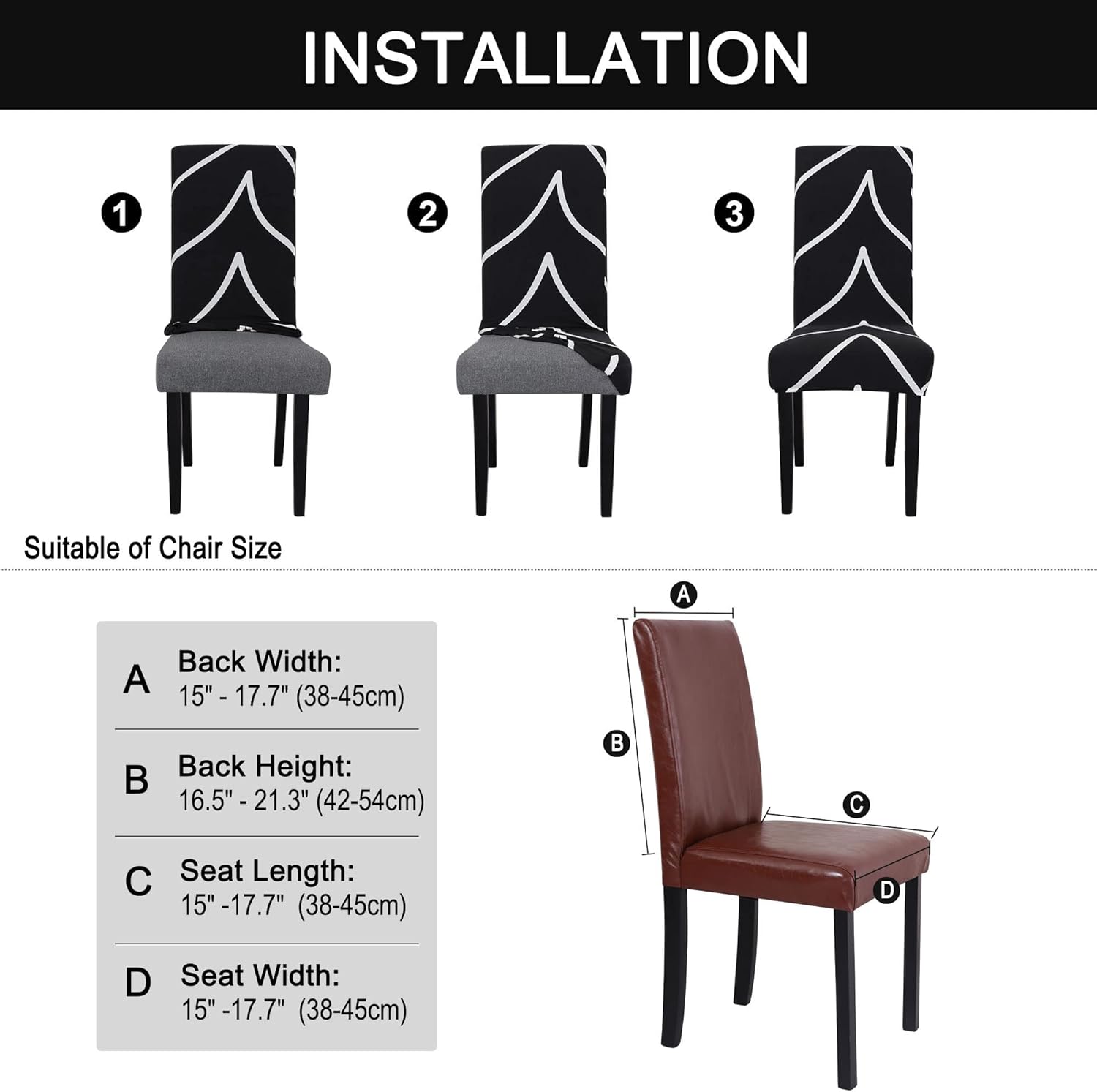 Best Cyber Monday 🔥 uxcell Dining Chair Covers,Stool Slipcover Stretch Spandex Chair Protectors Short Kitchen Chair Seat Cover for Home Dining Room Party Wedding(Medium,Black)
