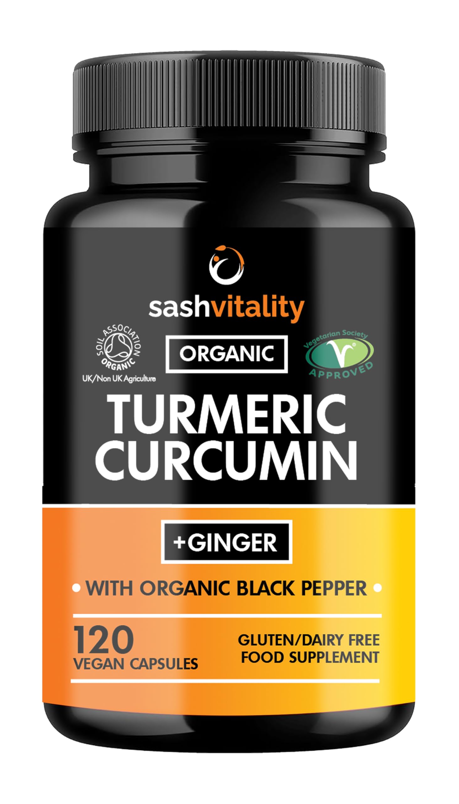 – Organic 3600mg Turmeric Curcumin with Black Pepper & Ginger | 120 Vegan Turmeric Capsules High Strength | Supports Joints | Immune System Support | Soil Association Certified Organic UK
