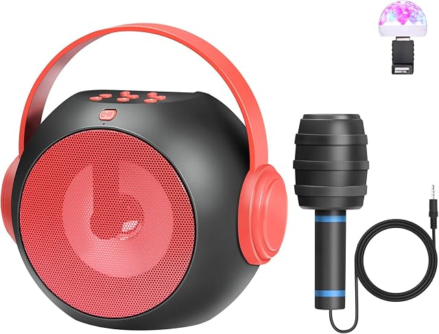 TaoAcc Karaoke Machine with Bluetooth for Kids, Cute Karaoke Speaker with Microphone and Multi Colored LED Light Show, Wonderful Birthday Festival Christmas Gift for Boys & Girls