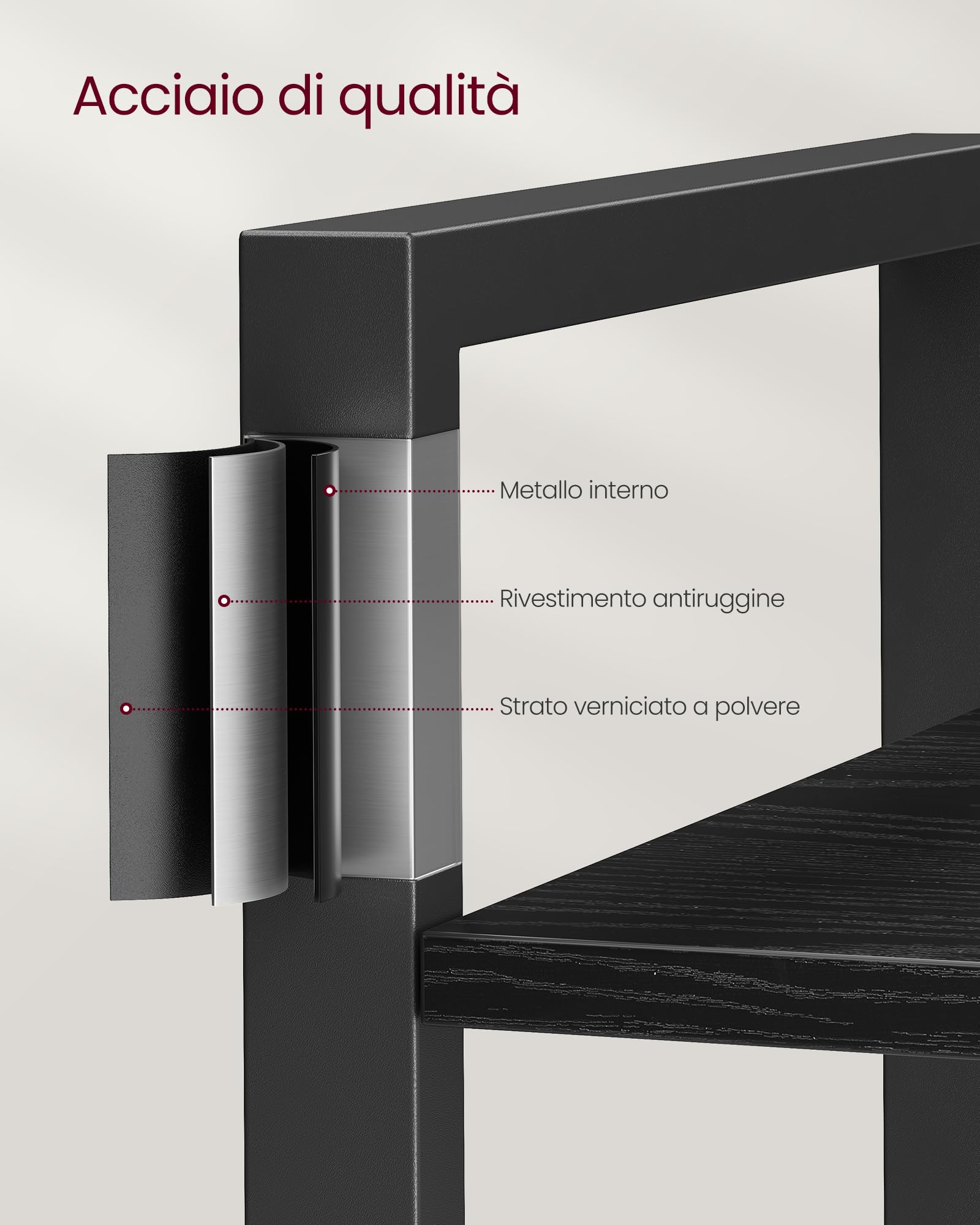 VASAGLE Libreria a 6 ripiani per ufficio, studio, soggiorno, camera da letto, 30 x 66 x 186 cm, industriale, nero ebano e nero inchiostro, LLS062B56