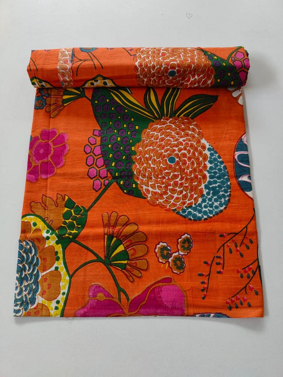 Fashionmart Floral Printed Cotton Fabric Cloth Hand Block Print Fabric Women Material Running Jaipuri Hand Block Printed Women Dress Material Kurtis Natural 44" Inches Width 2.5 Meter (Pattern 37) 2