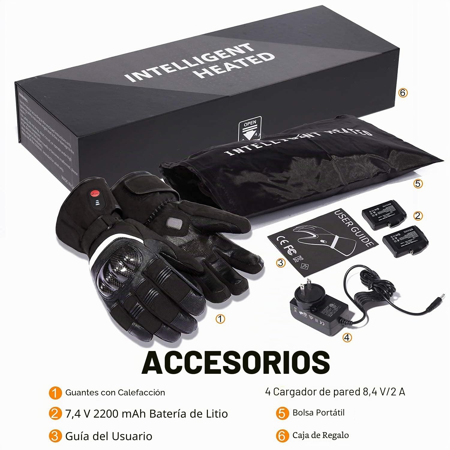 Guantes Calefactables Moto, SAVIOR HEAT Guantes Calefactables para Hombre Mujer, 7.4V Guantes con Calefacción Impermeables Batería Recargables Pantalla Táctil