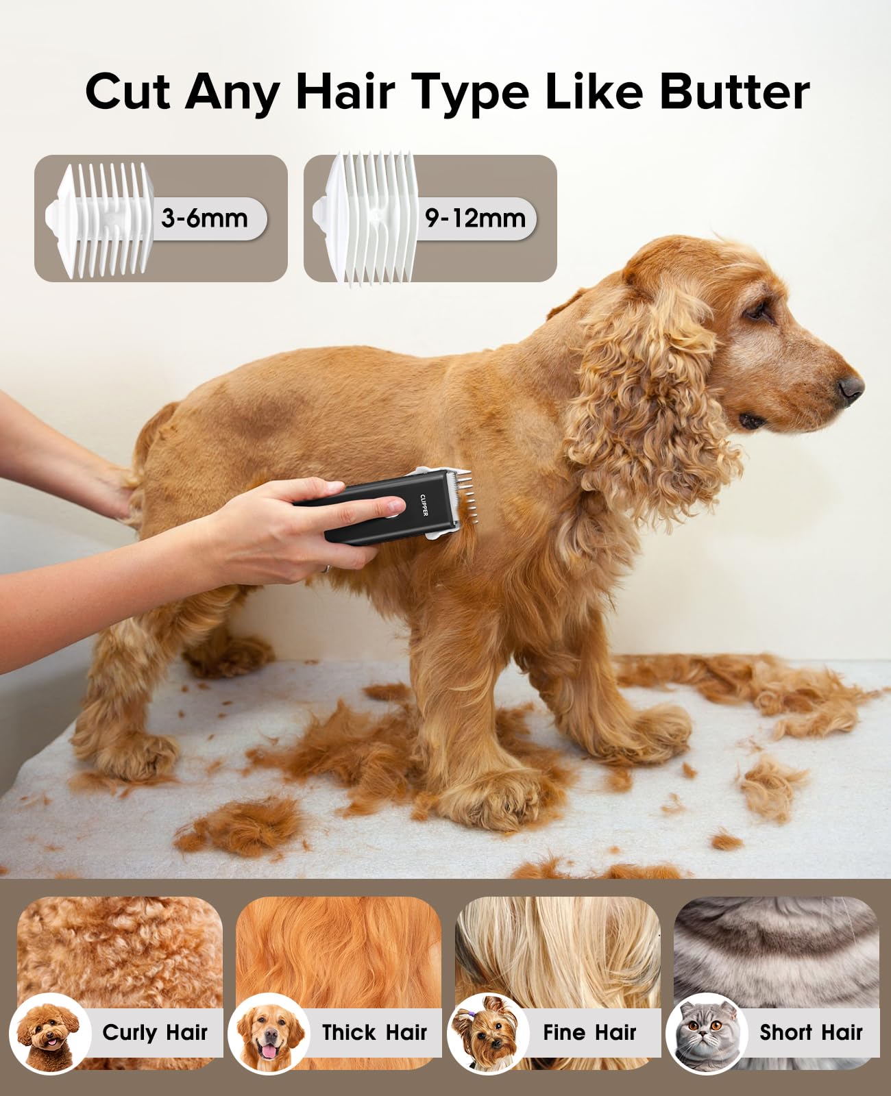 Home Professional Dog Grooming Kit Clipper Low Noise USB Rechargeable for Dog Cat Black