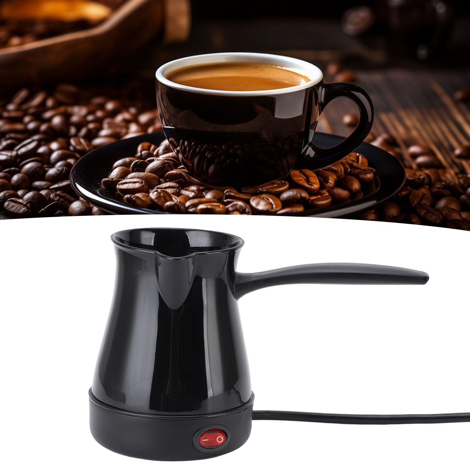 Topiky Bollitore Elettrico per caffè Turco, Caffettiera Greca e Turca da 300 Ml, Bollitore più Caldo, Veloce e Mantiene L'acqua Bollente per caffè Arabo, tè, Bevande Calde (BLACK)