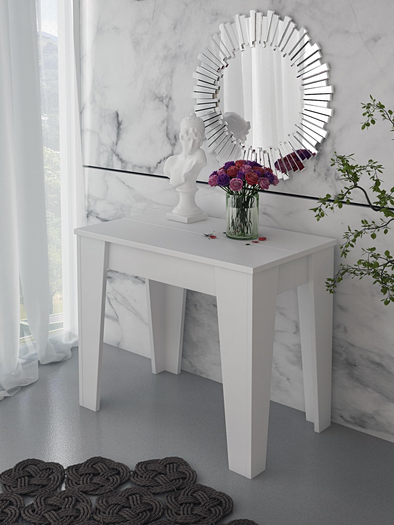 Arreditaly Consolle Allungabile Moderna Tavolo Estensibile Da 54 A 306 cm Con 6 Allunghe Ideale Per 14 posti Salvaspazio Guide In Metallo Design Per Soggiorno Salotto Cucina Ingresso Bianco