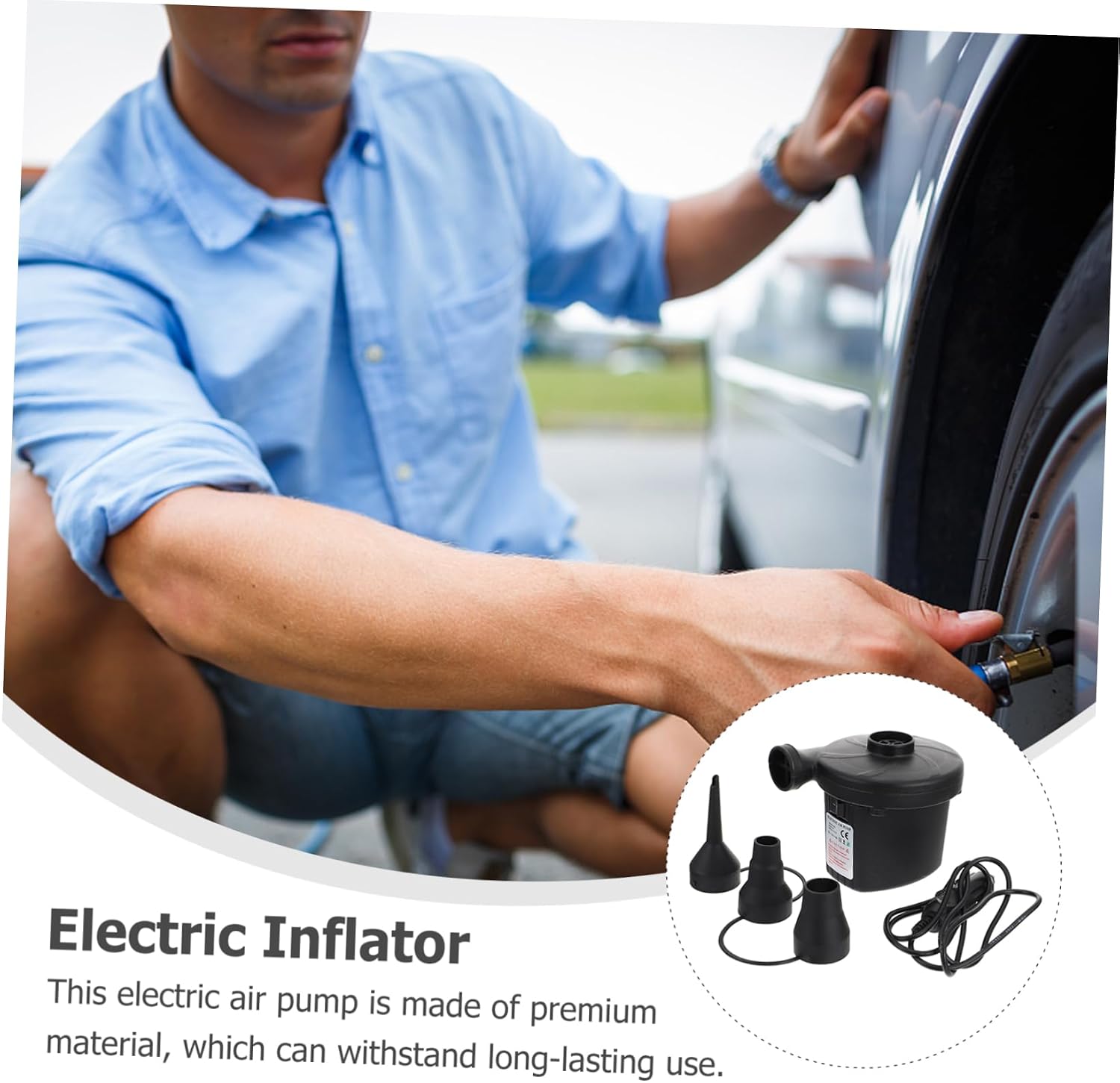 Holibanna Electric Air Pump Portable Inflator for Home and Vehicle High Flow Low Pressure Compressor for Inflatable Beds and More Easy to Use Lightweight Design