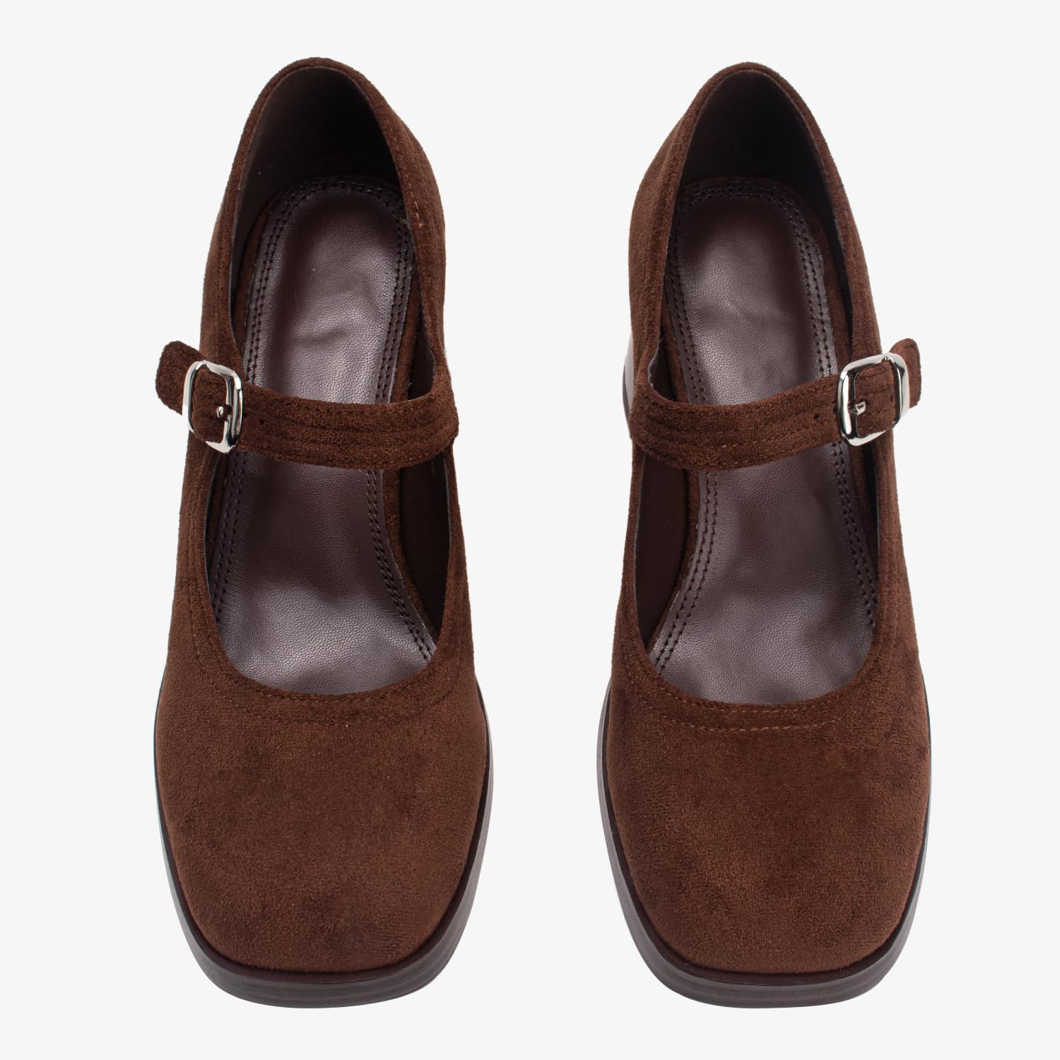 Mary Janes Heels for Women Retro Square Toe Platform Low Heel Chunky Loafer Pumps Vintage Dress Party Ballerina Shoes with Ankle Buckle Strap - Image 5