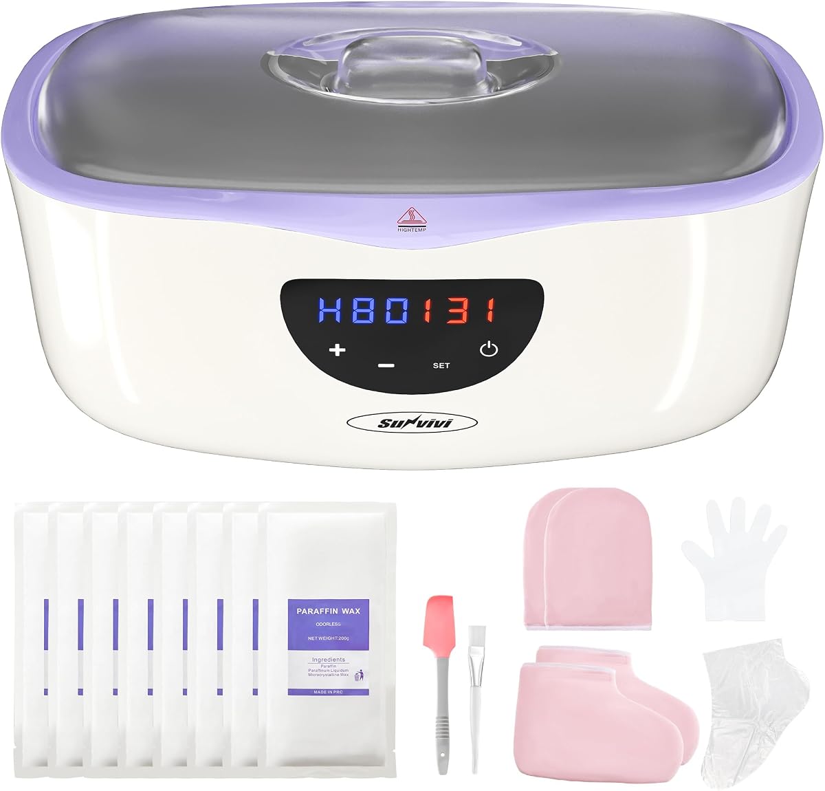 4000ml Paraffin Wax Machine for Hands and Feet, Paraffin Wax Warmer Kit with Auto-time & Temperature Control, Paraffin Bath Machine for Hands w/ 8Pack Refills, Purple