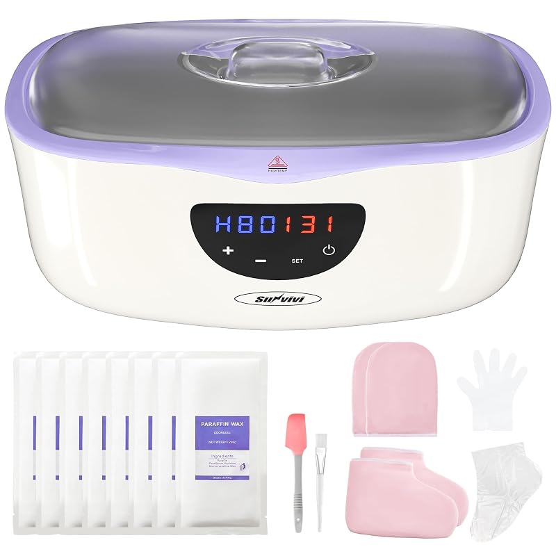 Aquecedor de cera de parafina SUNVIVIPRO 4000 mL com controle de tempo e temperatura, kit com 8 refis, roxo