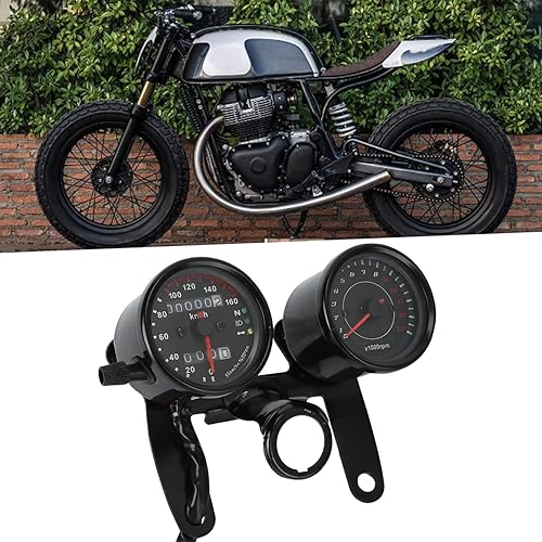 Miniatura 6 de Caballero universal para motocicleta, velocímetro retro, accesorio de instrumento modificado para motocicleta, tacómetro universal, velocímetro de