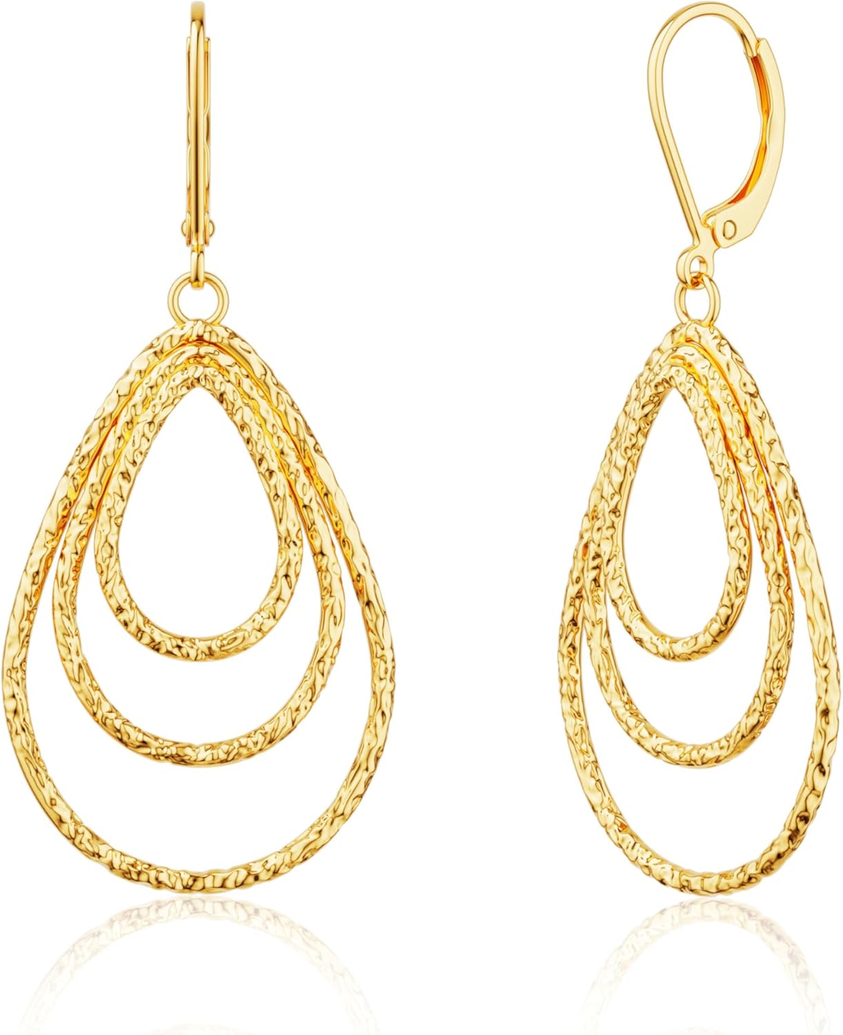 Gold Dangle Earrings for Women, 14K Gold Plated Lightweight Hypoallergenic Teardrop Drop Earrings, Trendy Leverback Minimalist Jewelry for Sensitive Ears Vacation Wear, 7-Styles - Image 8