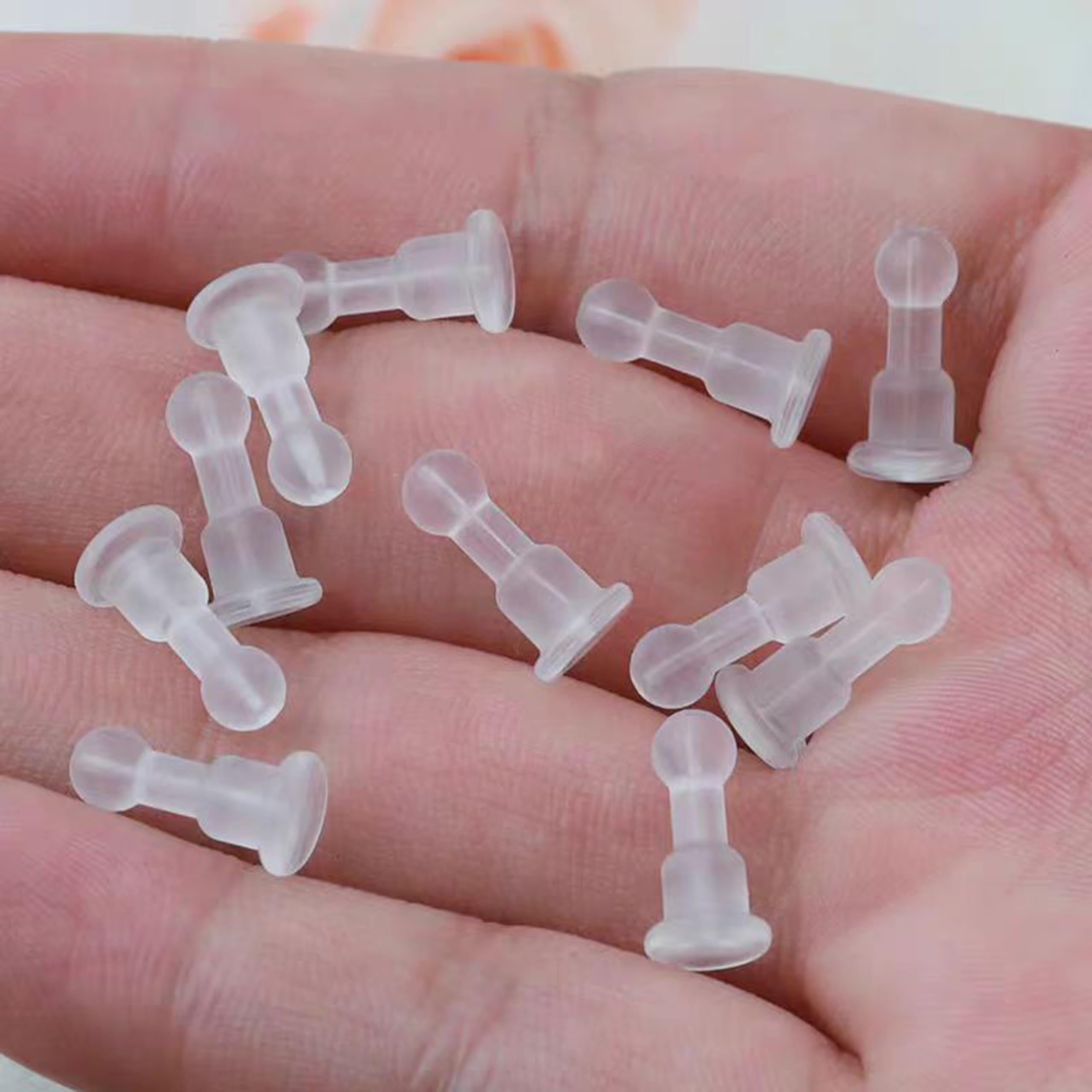50 piezas de parte trasera impenetrable suave y larga para orejas perforadas, material TPE de grado médico (igual que el chupete), se adapta a todo tipo de aretes (doble bola)