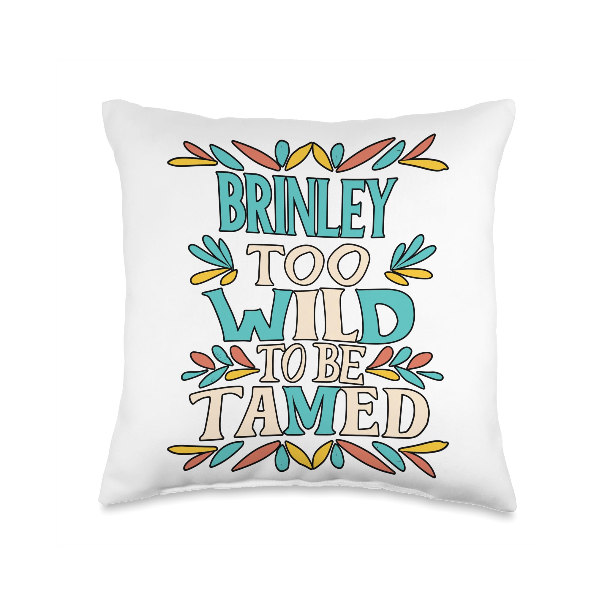 Wildflower Gift For Women Gift For BRINLEYWildflower Gift For Women Gift For BRINLEY Cute Retro Girls Wildflower Brinley Name Throw Pillow, 16x16, Multicolor