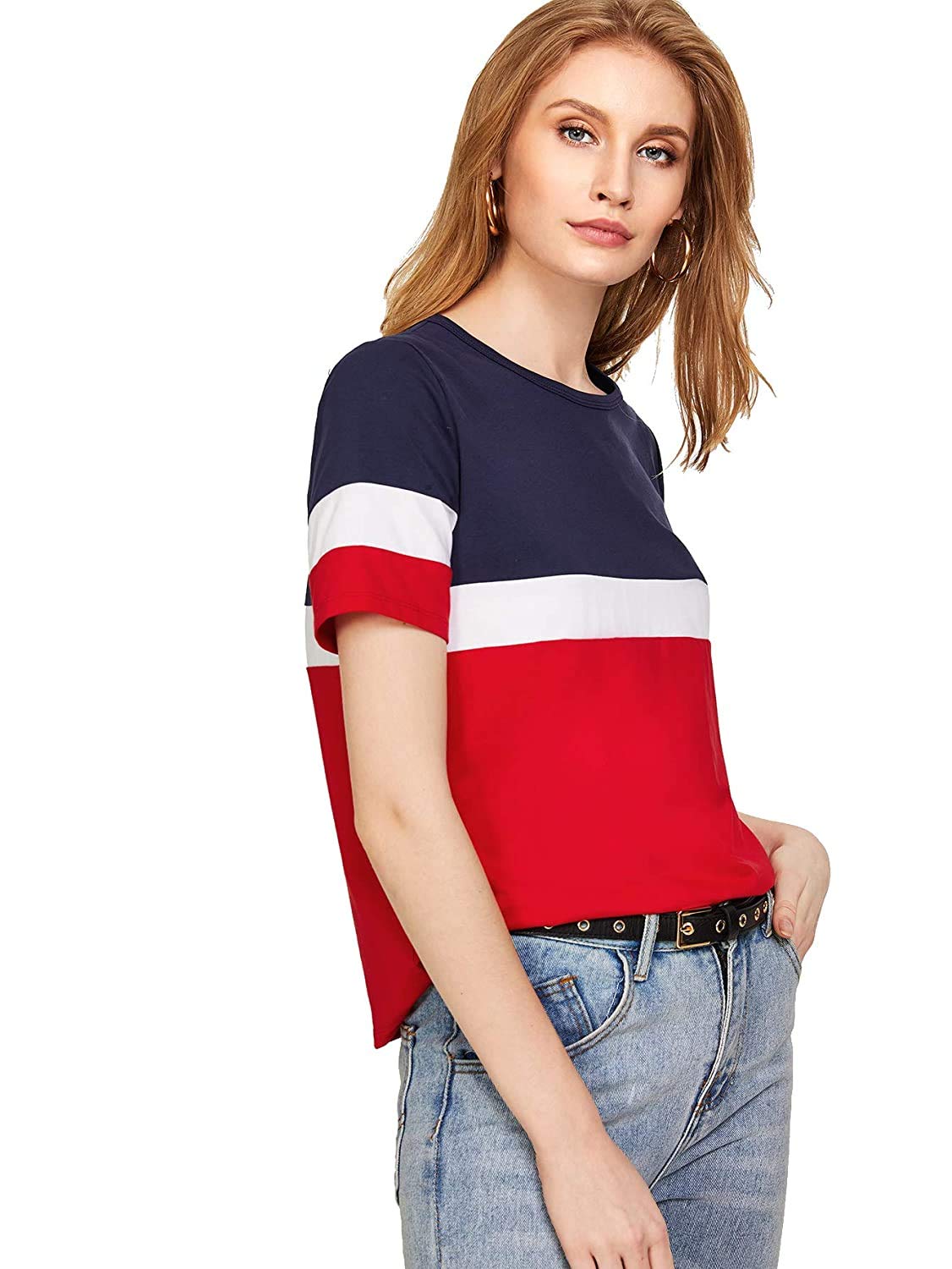 Women's Stylish Cotton Half Sleeve Striper Crop T-Shirt/Tshirts (L-PWT-23)-picture-42