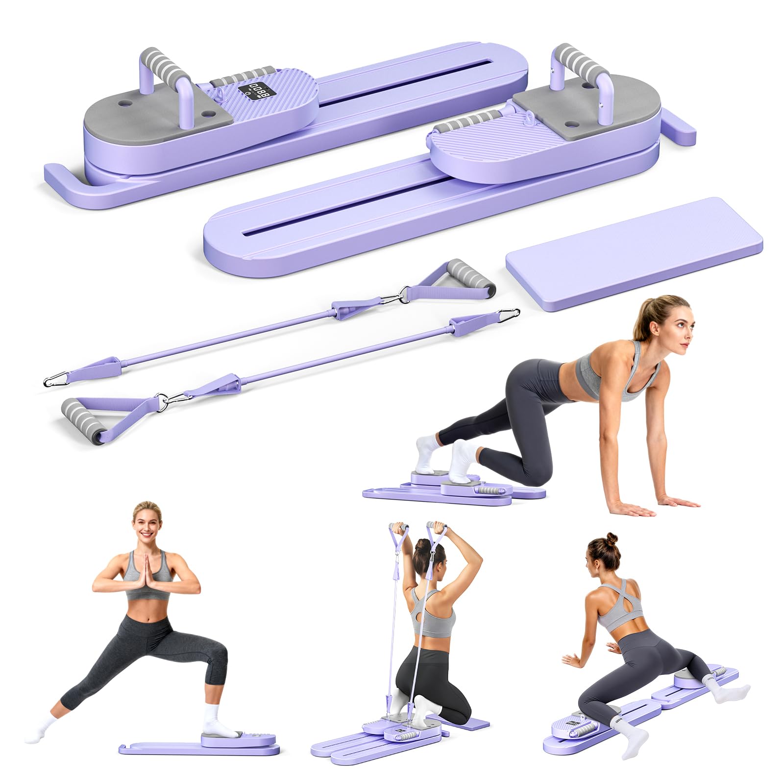 Planche de Pilates Split, LED Reformer Pilates Machine for a Complete Body Workout, Multifunctional Device for Abdominals and Muscle Strengthening at Home