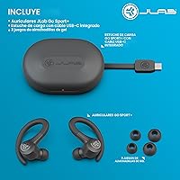 Vista 4 de JLab Go Sport+ Auriculares inalámbricos de entrenamiento con llamadas claras C3, diseño deportivo de gancho seguro, tiempo de reproducción Bluetooth
