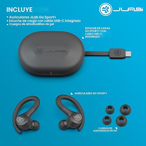 Miniatura 4 de JLab Go Sport+ Auriculares inalámbricos de entrenamiento con llamadas claras C3, diseño deportivo de gancho seguro, tiempo de reproducción Bluetooth