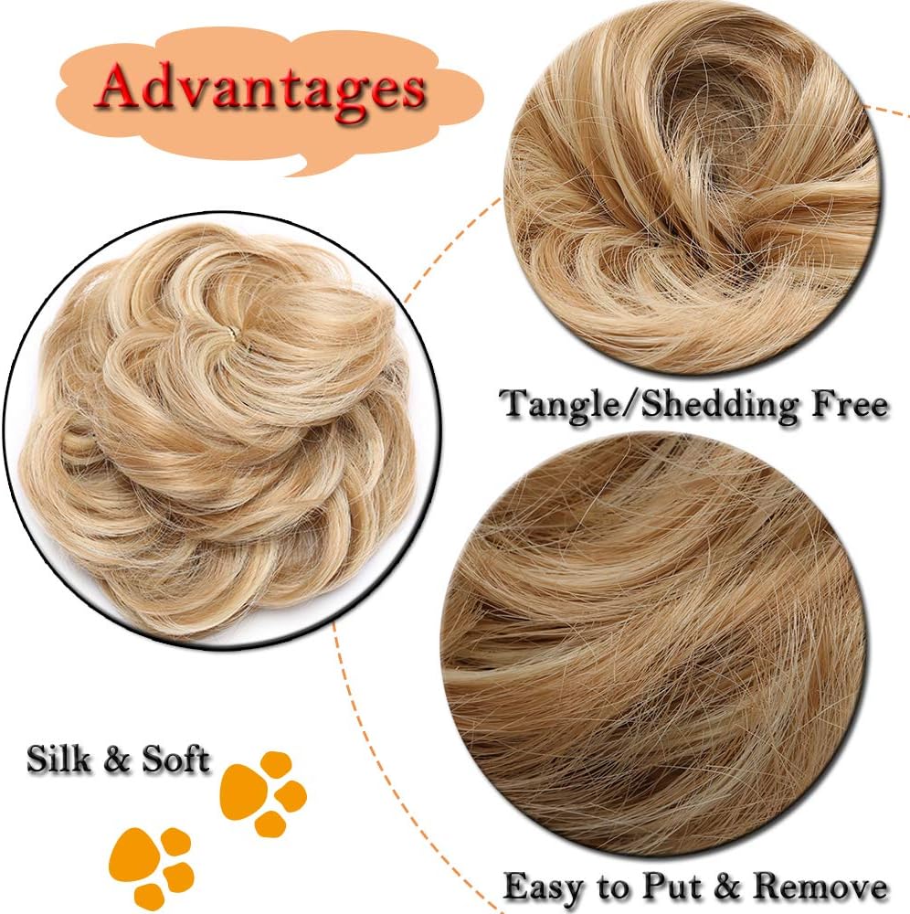 SEGO Hairpiece Bun Scrunchie Scrunchy Hair Extensions Synthetic Donut Curly Messy Chignon Ponytail Wavy - Image 4