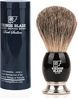 Vikings Blade Dark Stallion Luxury Shaving Brush - Ultra Heavy 316L Steel & Acrylic Handle, Minimal Shedding Synthetic Badger Knot, Fast Lather for Men
