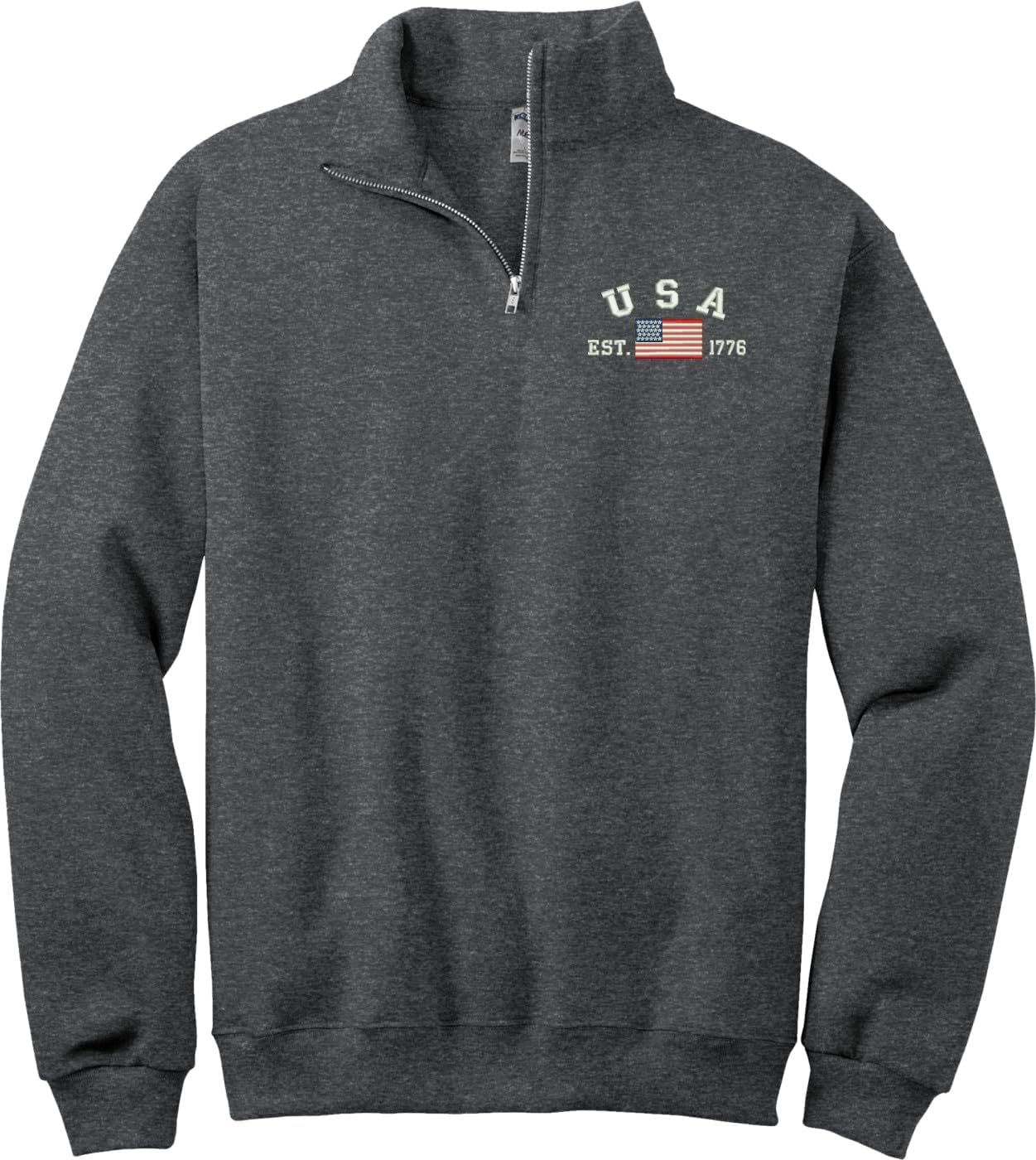 MilitaryBest USA Est 1776 Embroidered Quarter-Zip Pullover