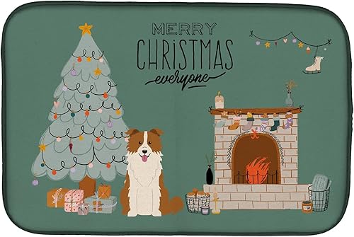 Miniatura 496 de Caroline's Treasures CK7824DDM - Tapete absorbente para secado de platos con diseño de bulldog inglés, rojo y blanco, para encimera de cocina, 14 x