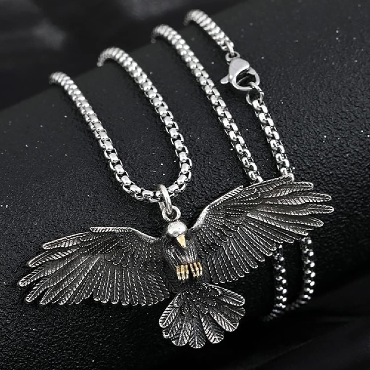FAZOVIN Animal Necklace Eagle/Frog/Owl/Kitty Cat Pendant wit 23.6 Inch Stainless Steel Chain for Men and Women - Image 6