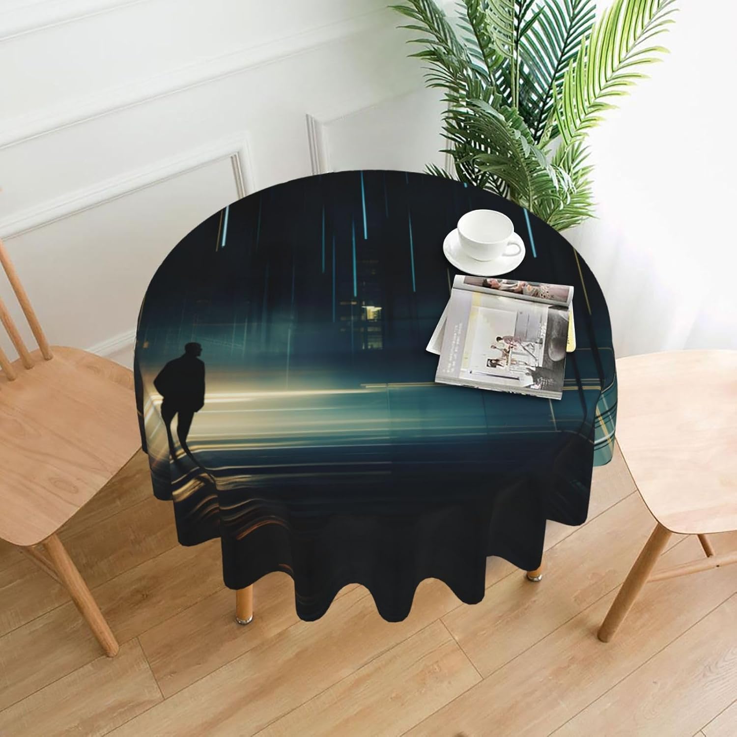 Abstract People1 Print Wrinkle Free Dining Table Cover for Birthday Party Farmhouse Tablecloths Up to 60 x 60 Inches