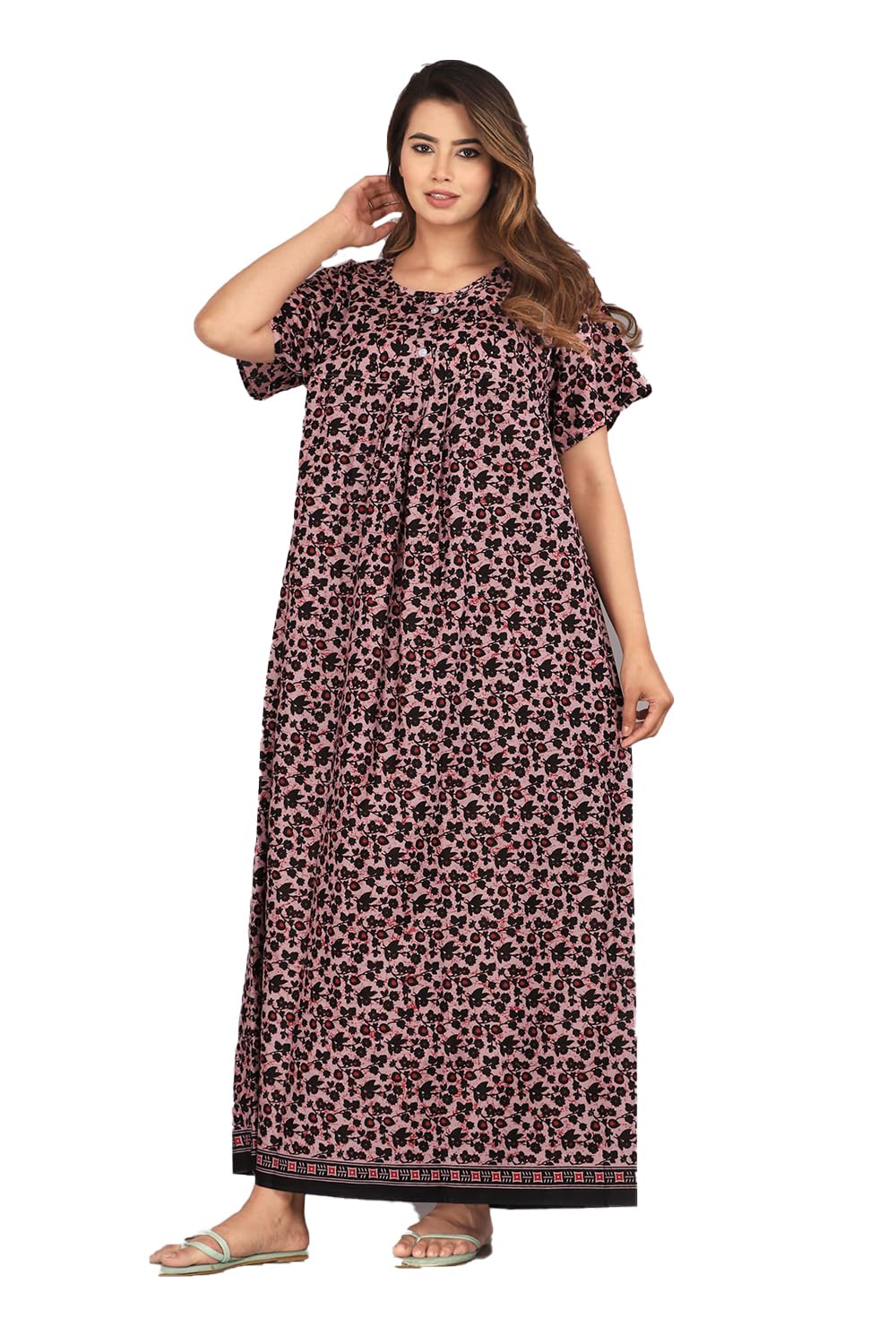 monique Brand 100% Pure Cotton Nighty for Woman | Floral Gown for Women Night Wear | Cotton Nighty for Women Stylish | Maxi for Women Cotton-picture-15