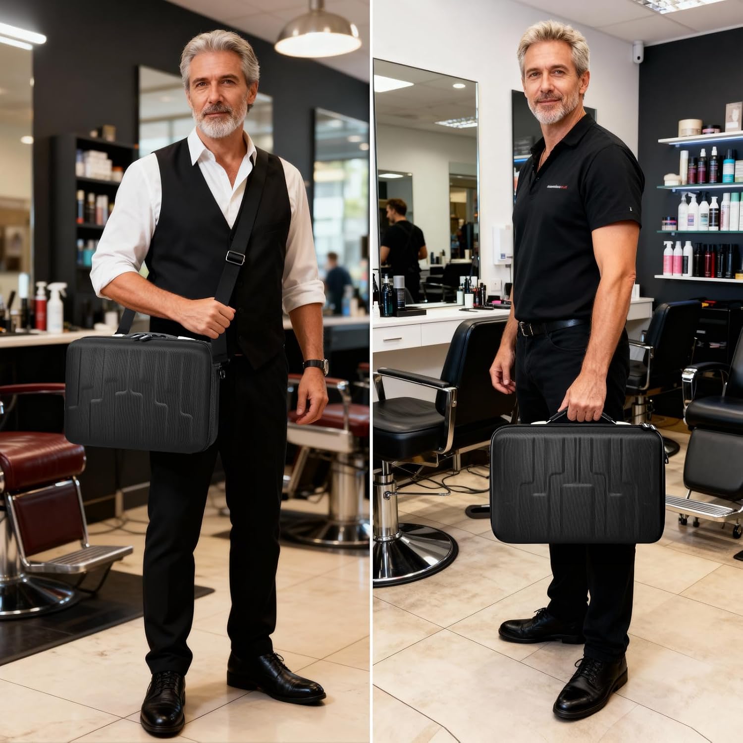 ANKHOH Barber Case for Hair Clippers & Trimmers with Shoulder Strap, Black