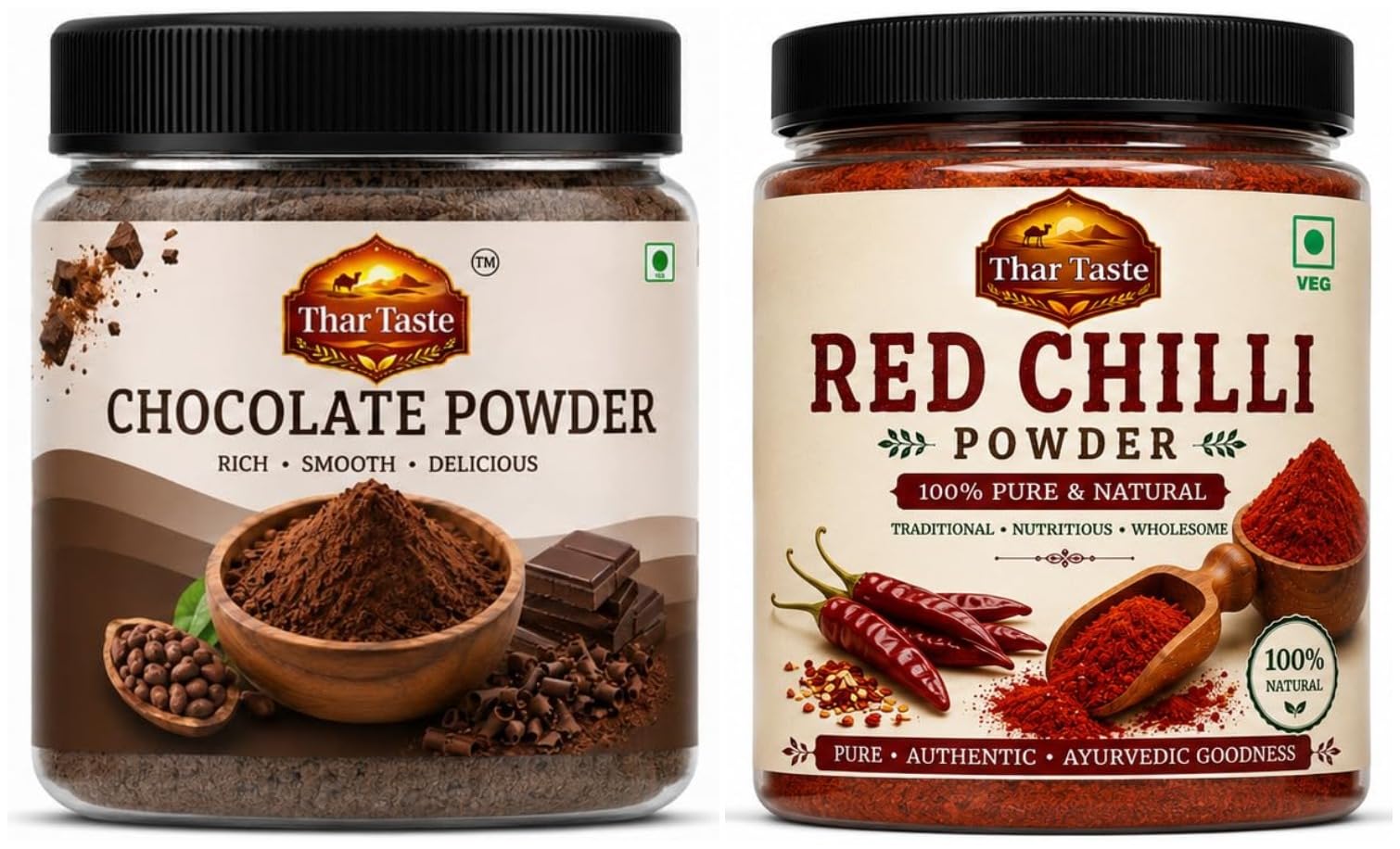 Thar Taste Chocolate Powder 100g + Red Chilli Powder 100g | Combo of 2-image-9