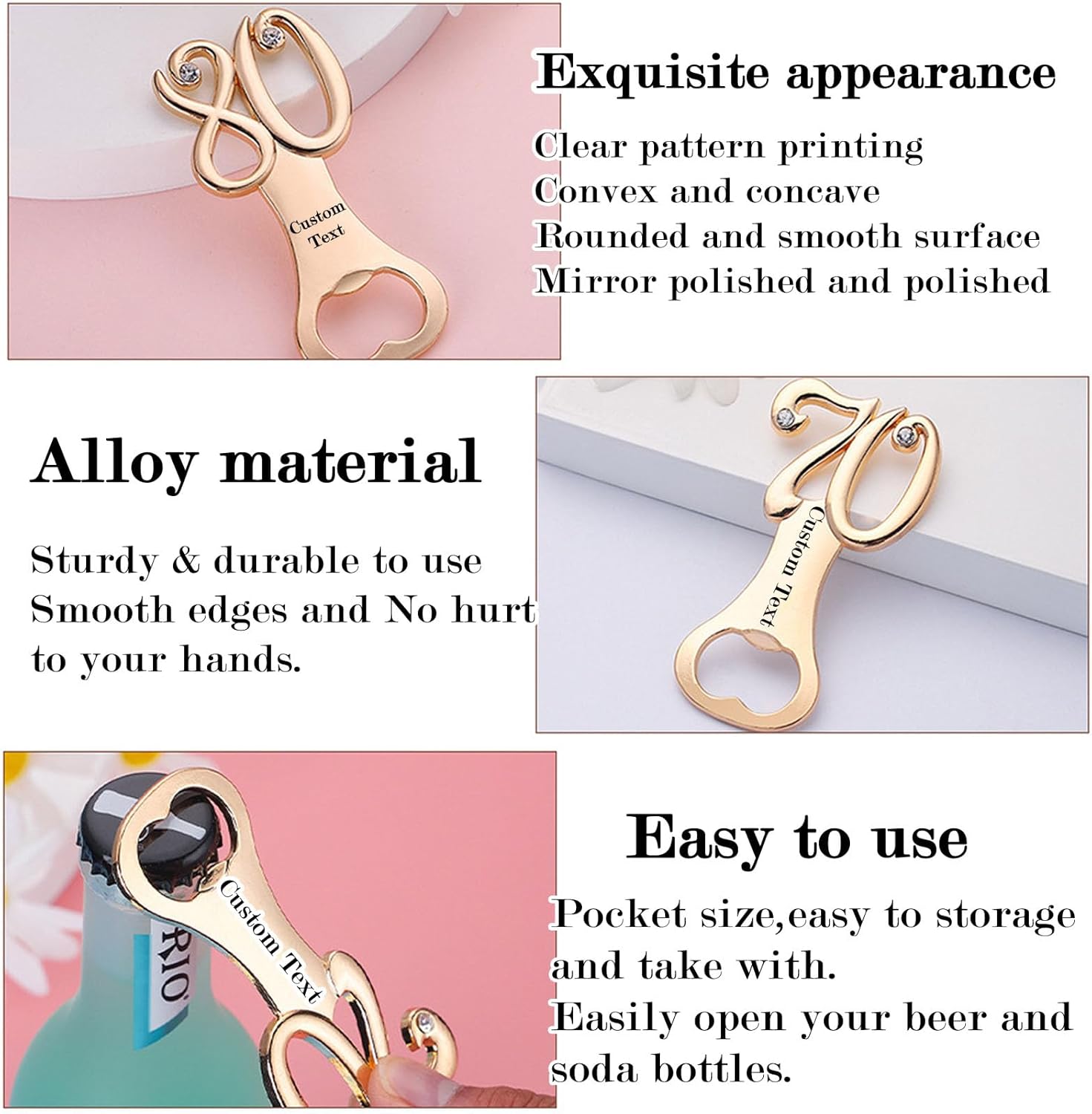 24 Pcs Custom Creative Bottle Openers, Numbers-Shaped Bottle Opener for 50th Birthday Party Favors 50th Wedding Anniversary, Engraved with Name Baby Shower Souvenirs Gifts Decorations for Guests