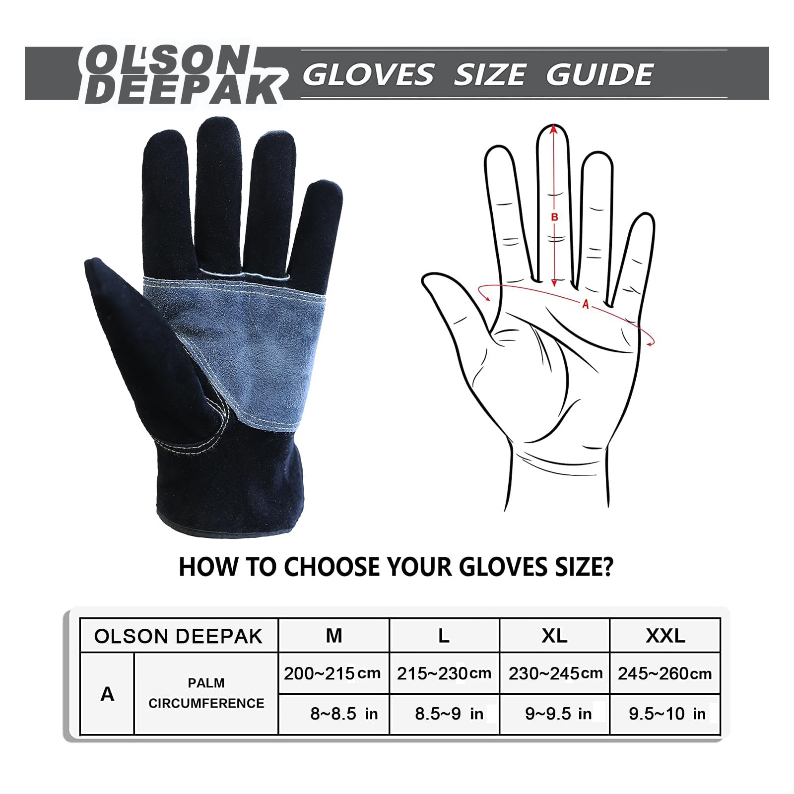 1 paire de gants de sécurité en cuir résistants à la chaleur, utilisés pour le soudage, la cheminée, le four, les poêles à bois, les barbecues, 1 paire (gris, taille L)