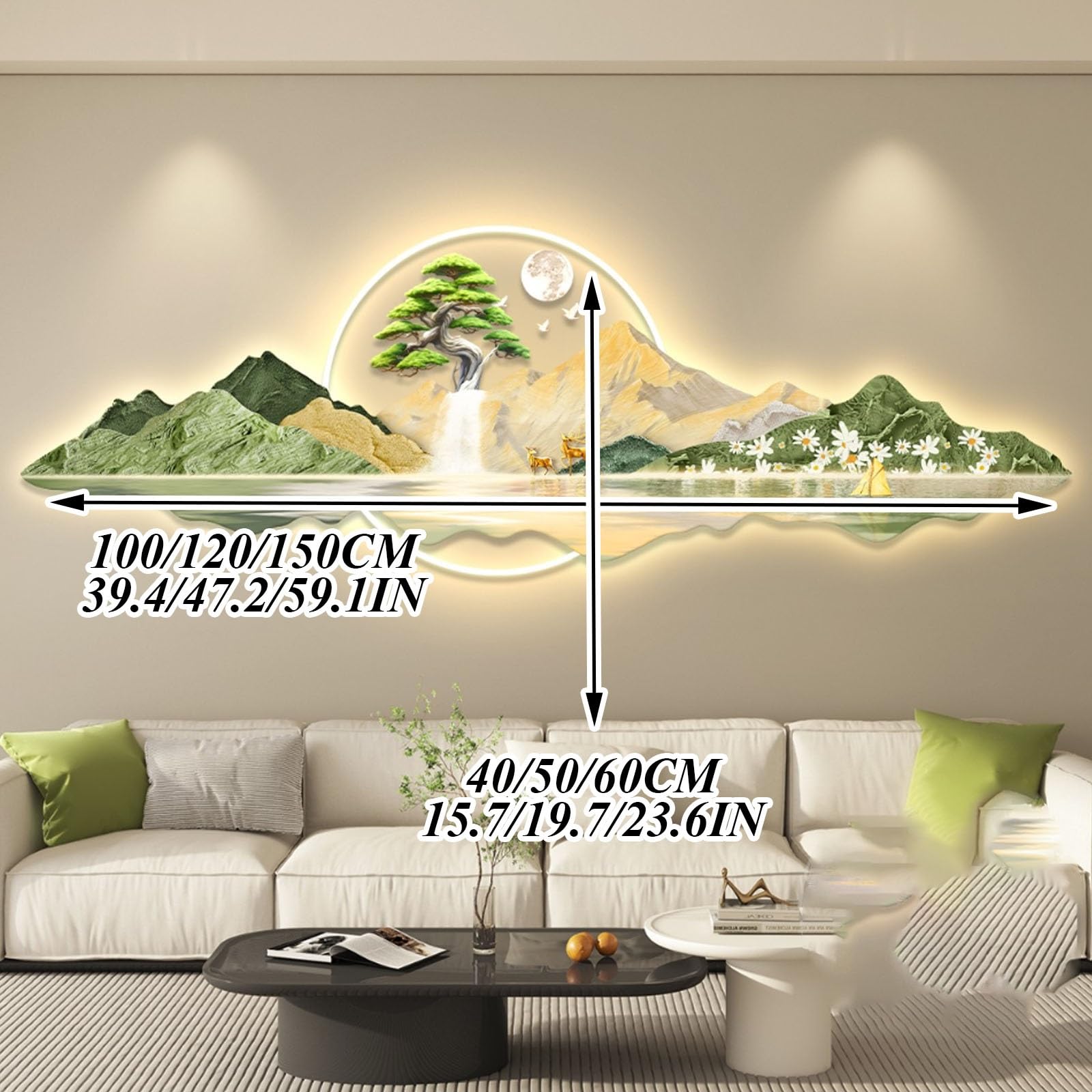 LED Wandkunst mit warmen Lichtern - Beleuchtetes Gemälde für Wohnzimmer, Schlafzimmer, Büro Dekoration