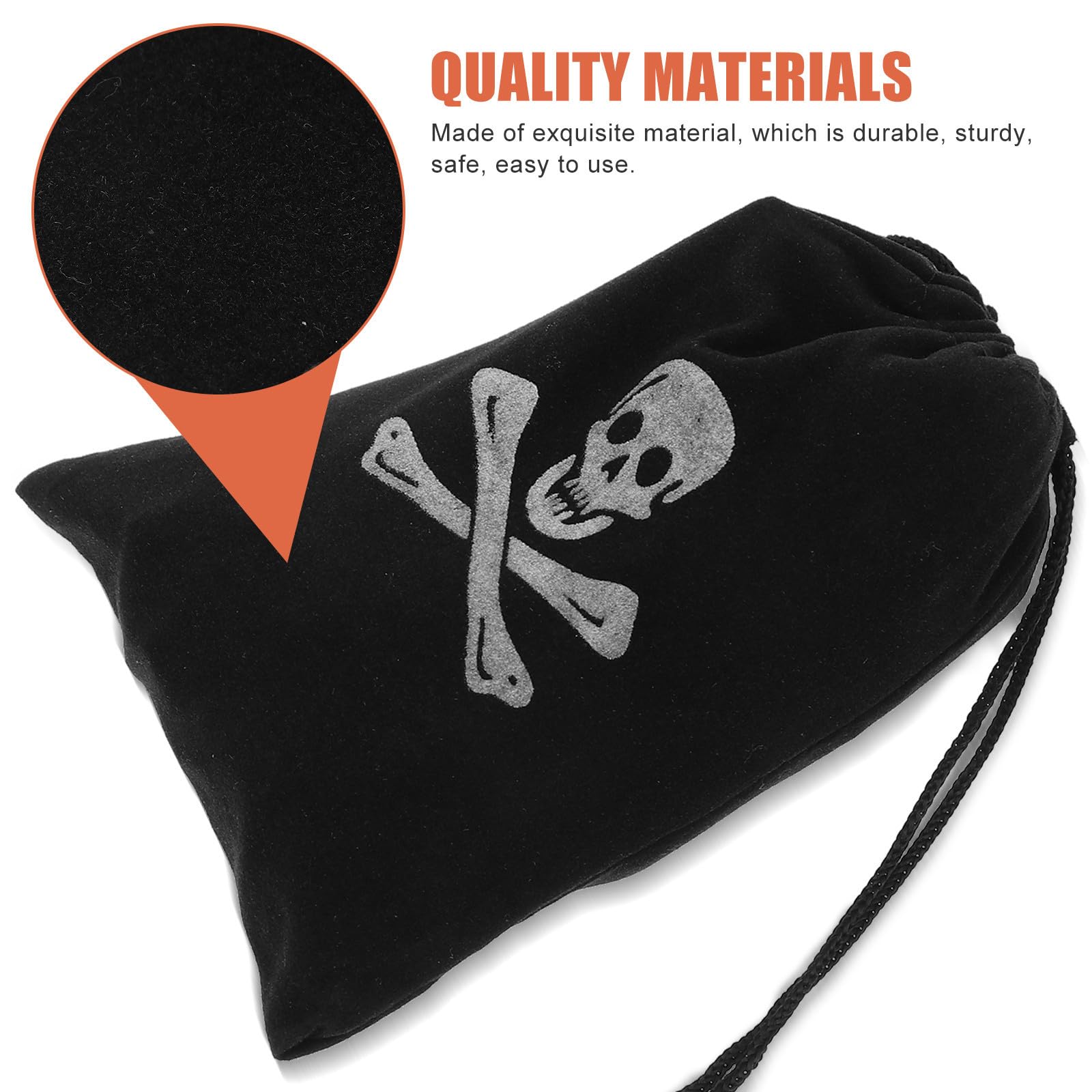 GALPADA 10 Stück Halloween Beutel mit Piratenmotiv Schwarzer Polyester Kordelzugbeutel für Süßigkeiten und Kleine Gegenstände für Halloween Partys