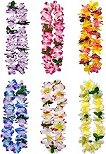FreshDear 6 Counts Hawaiian Leis Bulk,leis for luau party,hawaiian leis for adults,beach party favors for adults,Summer Beach Vacation,Theme Party Decorations