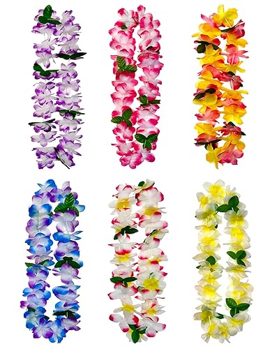 FreshDear 6 Counts Hawaiian Leis Bulk,leis for luau party,hawaiian leis