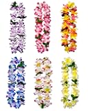FreshDear 6 Counts Hawaiian Leis Bulk,leis for luau party,hawaiian leis for adults,beach party favors for adults,Summer Beach Vacation,Theme Party Decorations