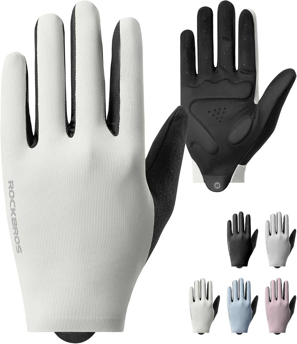 ROCKBROS Cycling Gloves for Men Women SBR Padded Shock Absorbing Breathable | Anti-Slip,Touchscreen,Brushed Microfiber Palm,Elastic Cuff,Lightweight,Fit Cycling Commuting Hiking Running