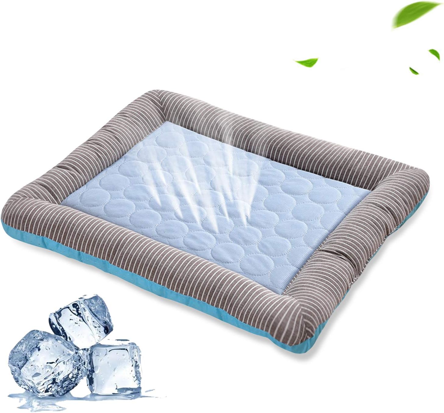 PETCUTE Cooling Pad Bed for Dogs Cats Puppy Kitten - Cooling Mat Pad - Ice Silk Material - Soft - Summer - Blue - Medium