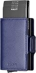 VULKIT Titulaire de la carte de crédit RFID Blocking cuir Automatique Pop Up Wallet Magnetic Wallet Double Case pour hommes et femmes Croix Noir