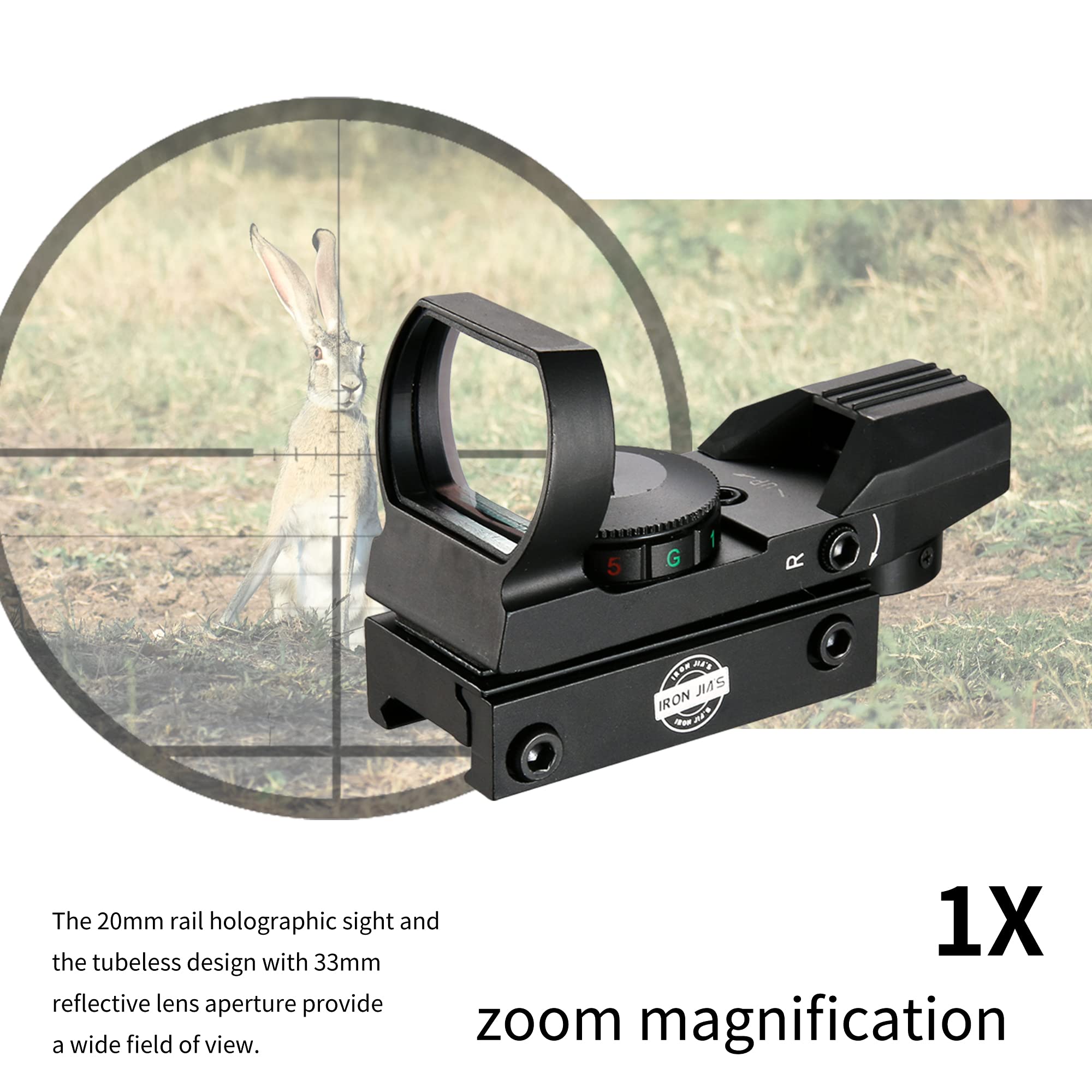 IRON JIA'S 20mm Tactical Railroad Multi Reticle 4 Mirino rosso e verde Dot Mirino Coda di rondine Punto rosso Mirino Lati