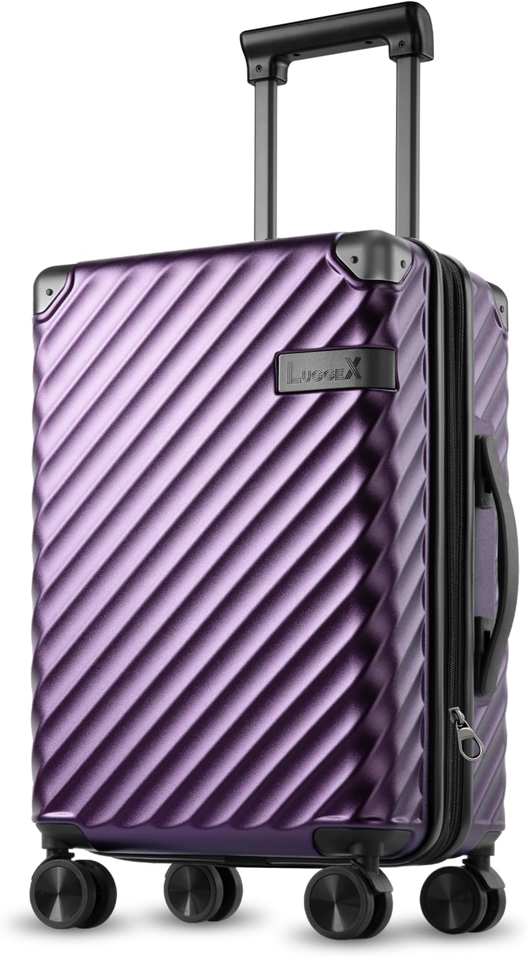 LUGGEXLuggage with Spinner Wheels, Polycarbonate Expandable Hard Shell Suitcase, Carry On 20 Inch, PurpleGlobal Recycled StandardGlobal Recycled StandardGlobal Recycled Standard