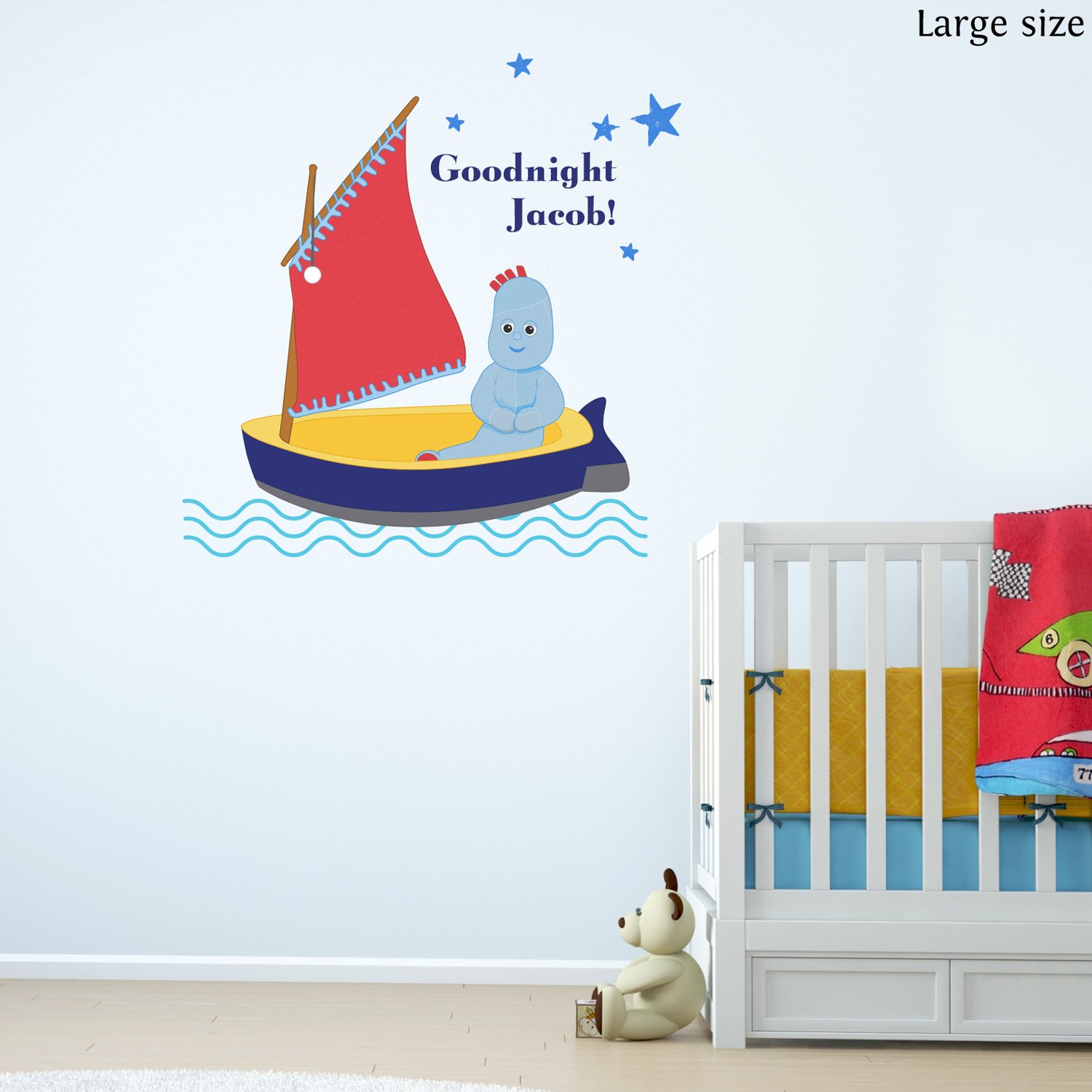 Personalised Goodnight Igglepiggle wall Sticker (Large Size) | Official in the Night Garden wall Sticker