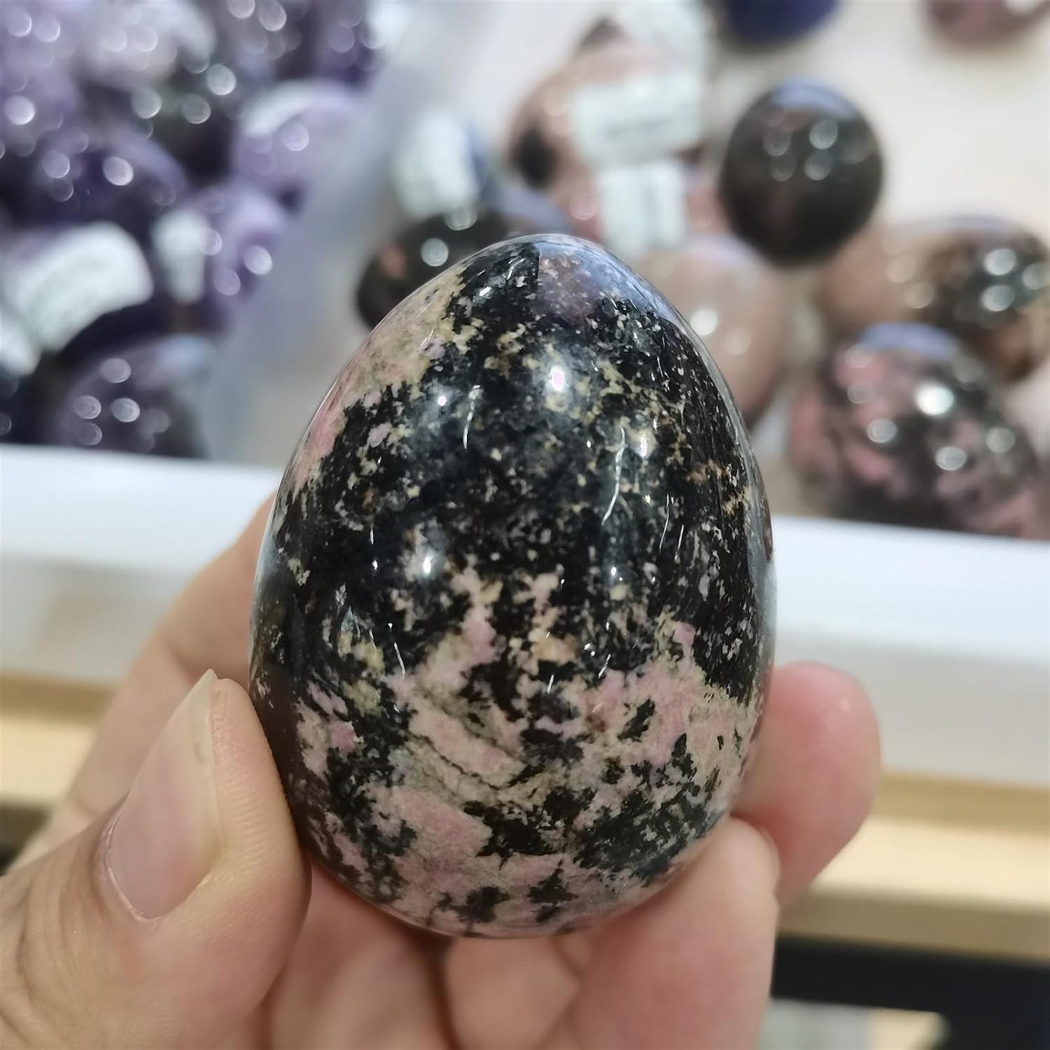 Stone Egg Crystal Home furnishings Quartz Gift Decor(Rose Stone)